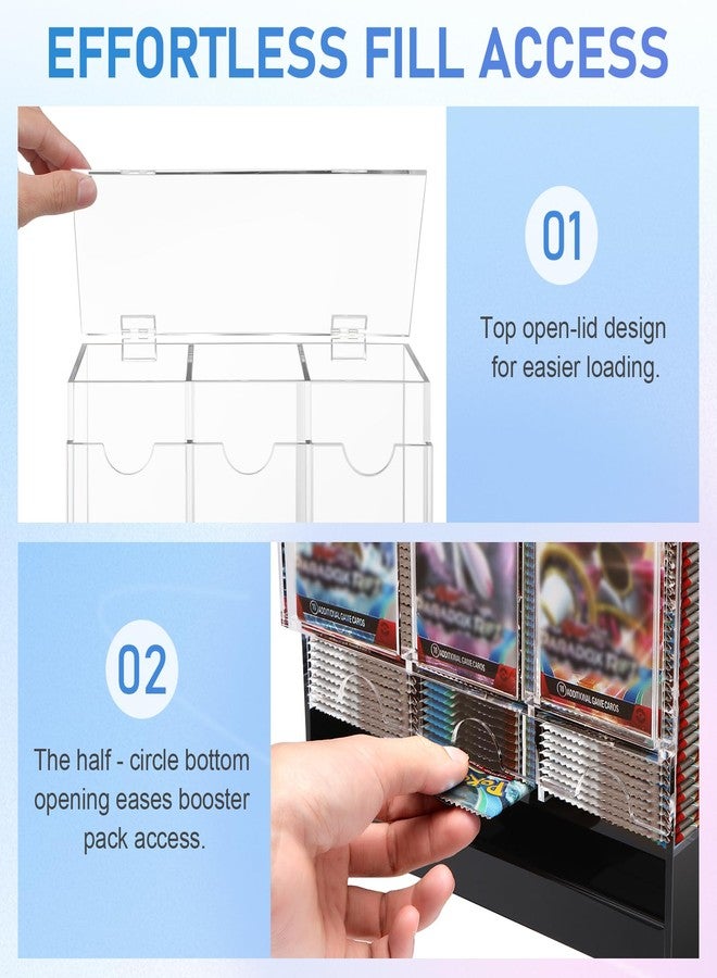 CHEPULA 3-Slot Booster Pack Dispenser, Card Dispenser Storage, Acrylic Booster Box for Trading Card/Sports Booster Packs (Top lid-opening) - Image 3